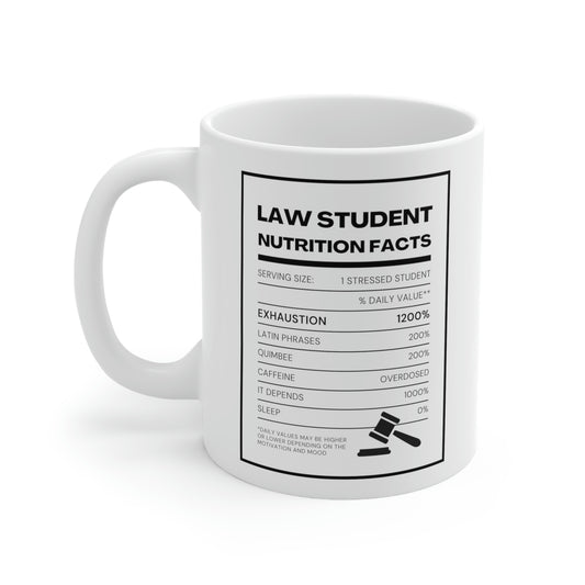 Law Student Nutrition Facts Ceramic Mug 11oz